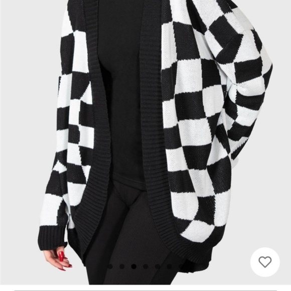 Killstar Black & White Your Move Cardigan Checkered XS - Picture 3 of 3